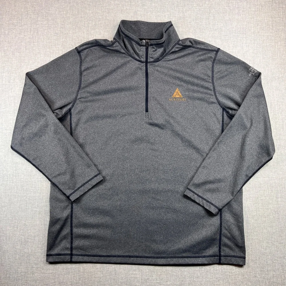 The North Face 1/4 Zip Pullover Men XXL Gray Fleece Acrisure Logo Corporate Golf